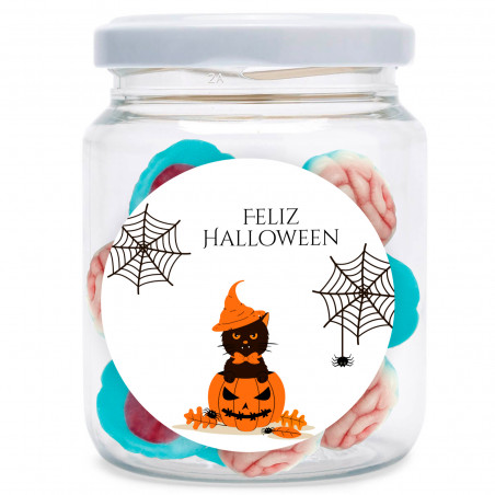 Barattolo di cervelli di gelatina con adesivo personalizzabile per i dettagli di Halloween