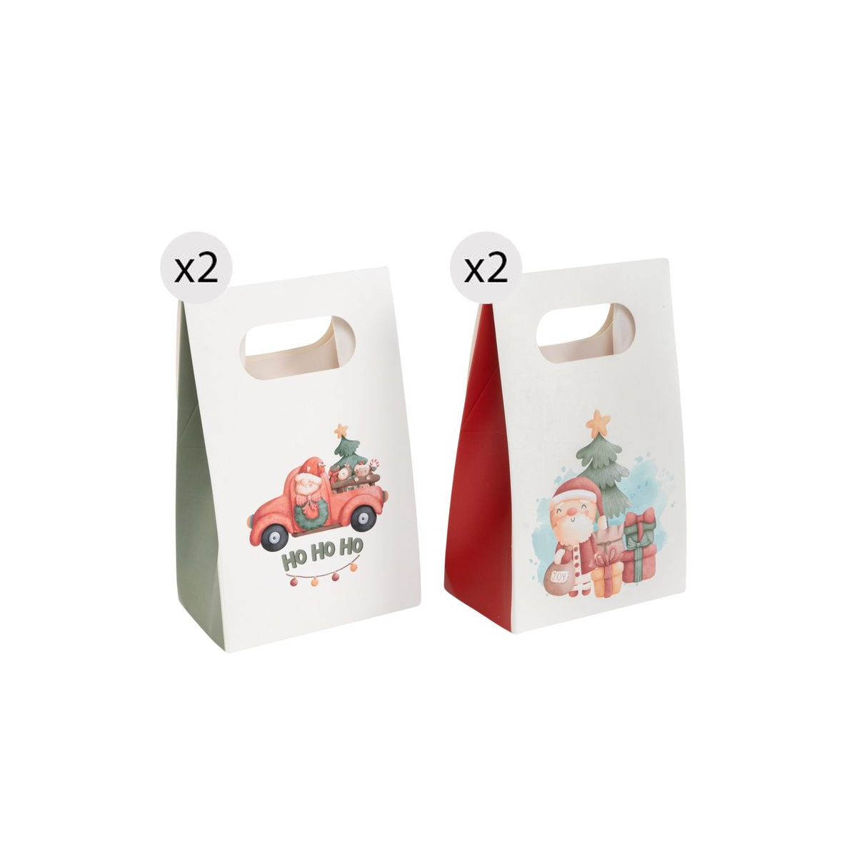 Birsppy 24 Scatole Regalo Natalizie In Carta - Confezione Da 24 Pezzi, 4 Design (pupazzo, Alce, Babbo, Fiocco), 8,8x8,8x9,5 Cm, Per Dolciumi E Regali