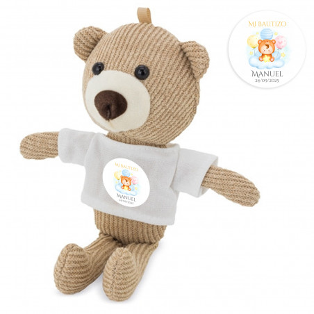 Orsetto di peluche piccolo con adesivo personalizzato da regalare per il battesimo