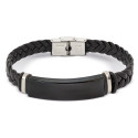 Bracciale in acciaio nero in una custodia in kraft nera con adesivo personalizzabile per bomboniere