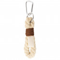 Portachiavi beige in cotone con moschettone