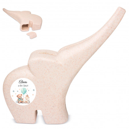 Hucha con forma de elefante personalizzata per dettagli battesimo
