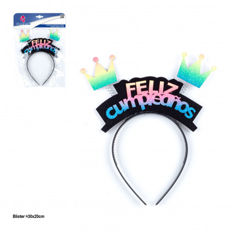 Diadema per compleanno nera con glitter