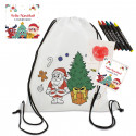 Zaino per bambini da colorare con pastelli inclusi e lecca-lecca personalizzato con adesivo natalizio