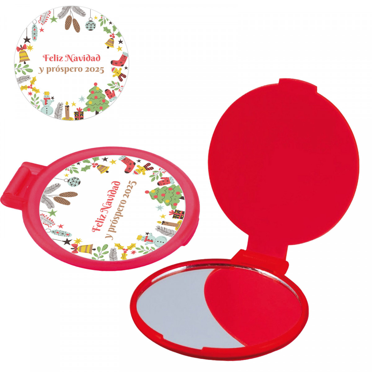 Specchio rosso pieghevole personalizzabile da regalare a Natale