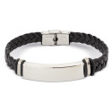 Bracciale in acciaio per uomo presentato in una scatola argentata di cartone con adesivo personalizzato per eventi