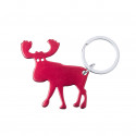 Portachiavi apribottiglie a forma di renna di colore rosso in busta di carta kraft con adesivo personalizzato di Natale per