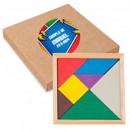 Puzzle di legno in scatola con adesivo personalizzato di fumetto supereroe per dettagli