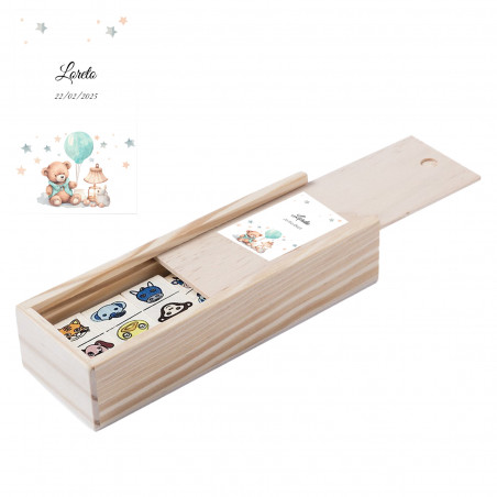 Dominò infantile design animali personalizzato con adesivo per battesimi