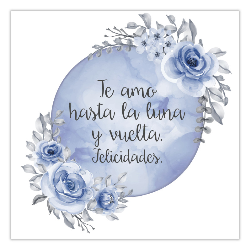Adesivi editabili 5x5 adattabili per personalizzare con sfondo di luna blu e fiori per eventi