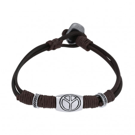 Bracciale in pelle con il simbolo della pace presentato in busta per battesimo