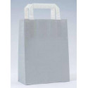Sciarpa blu in borsa di carta grigia personalizzata con adesivo con testo modificabile