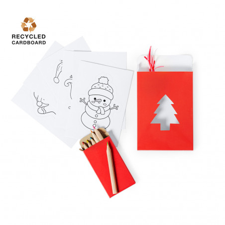 Decorazioni di Natale da colorare con matite colorate in scatola personalizzata