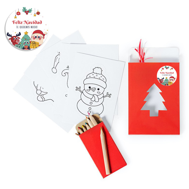 Decorazioni di Natale da colorare con matite colorate in scatola personalizzata