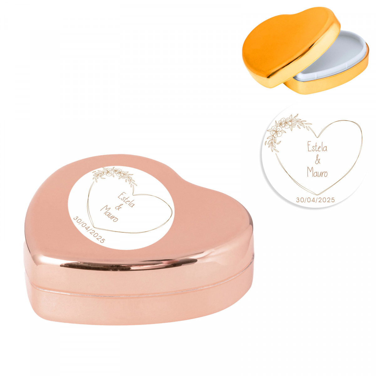 Balsamo labiale a forma di cuore personalizzato con adesivo