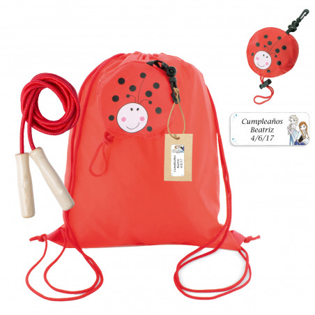 Zaino pieghevole a forma di coccinella con corda personalizzata con etichetta di Frozen
