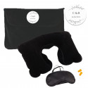 Set da viaggio di colore nero con adesivo minimalista personalizzabile per matrimoni