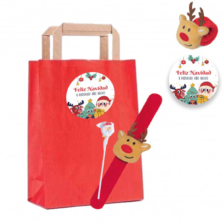 Bracciale avvolgente in renna e matita di Babbo Natale in borsa personalizzata di Natale