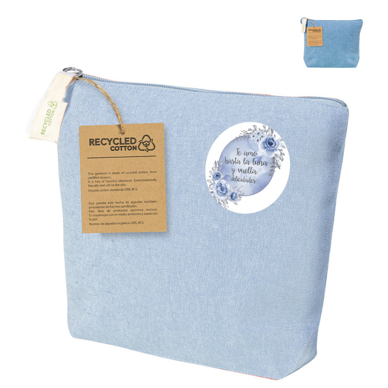 Necessaire in cotone riciclato con adesivo floreale personalizzato