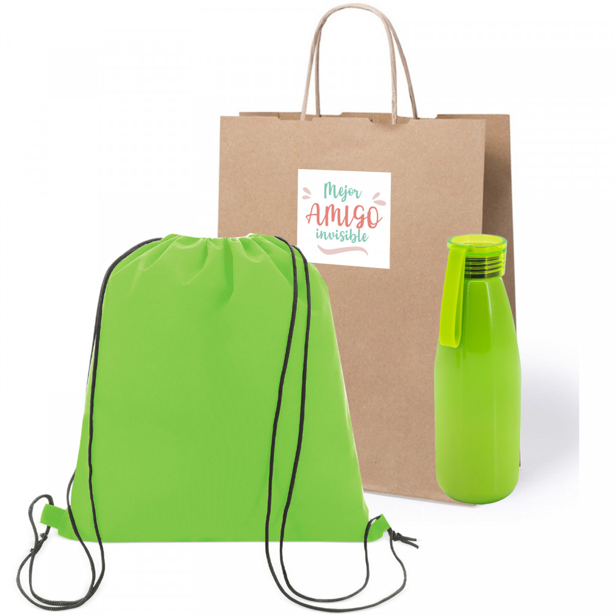Zaino regalo con borraccia in borsa di kraft personalizzata