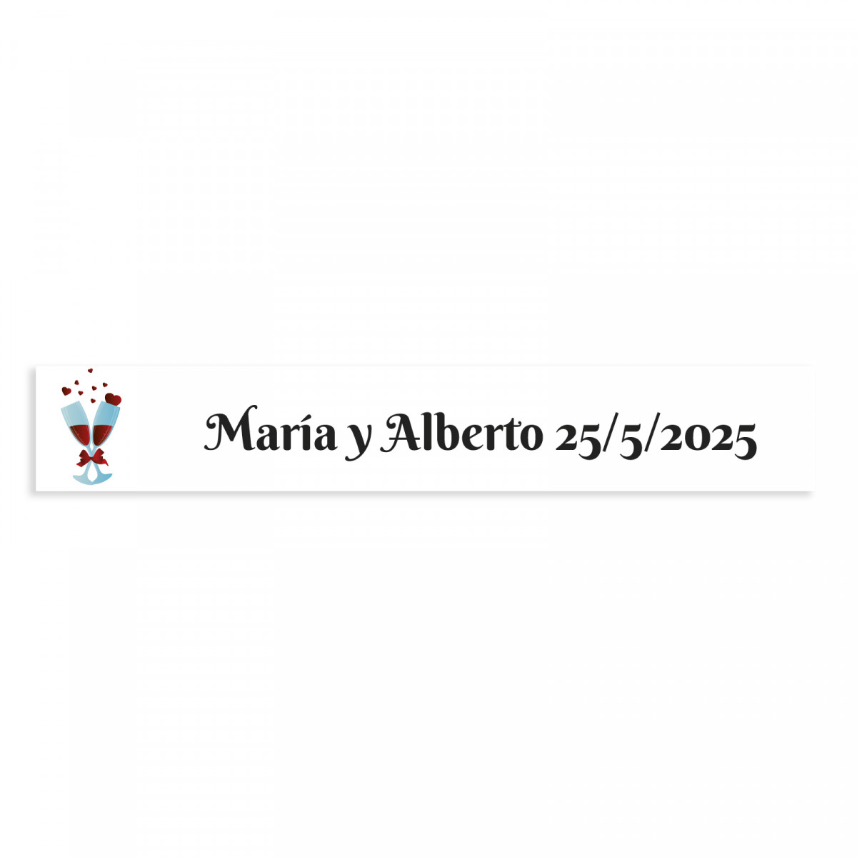 Adesivo personalizzabile 5x1 coppe unite fondo bianco per matrimoni
