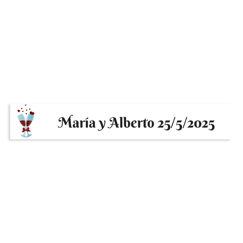 Adesivo personalizzabile 5x1 coppe unite fondo bianco per matrimoni