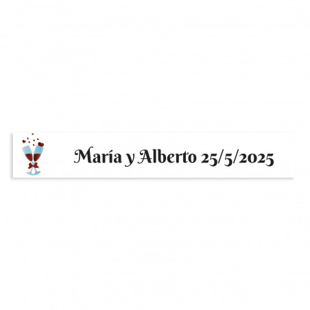 Adesivo personalizzabile 5x1 coppe unite fondo bianco per matrimoni