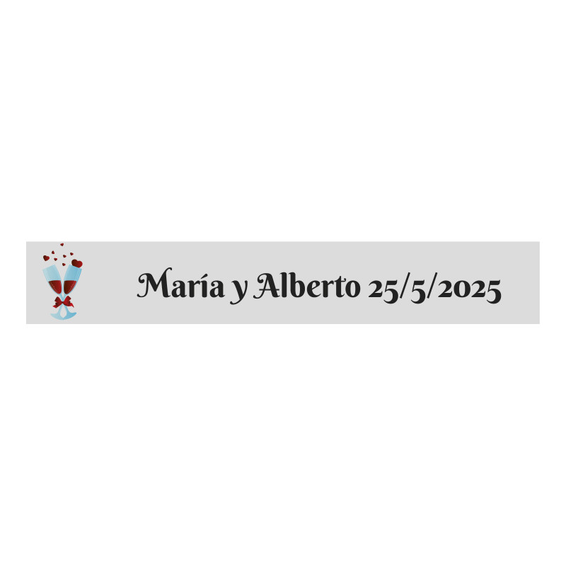 Adesivo trasparente personalizzabile 5x1 coppe unite per matrimoni