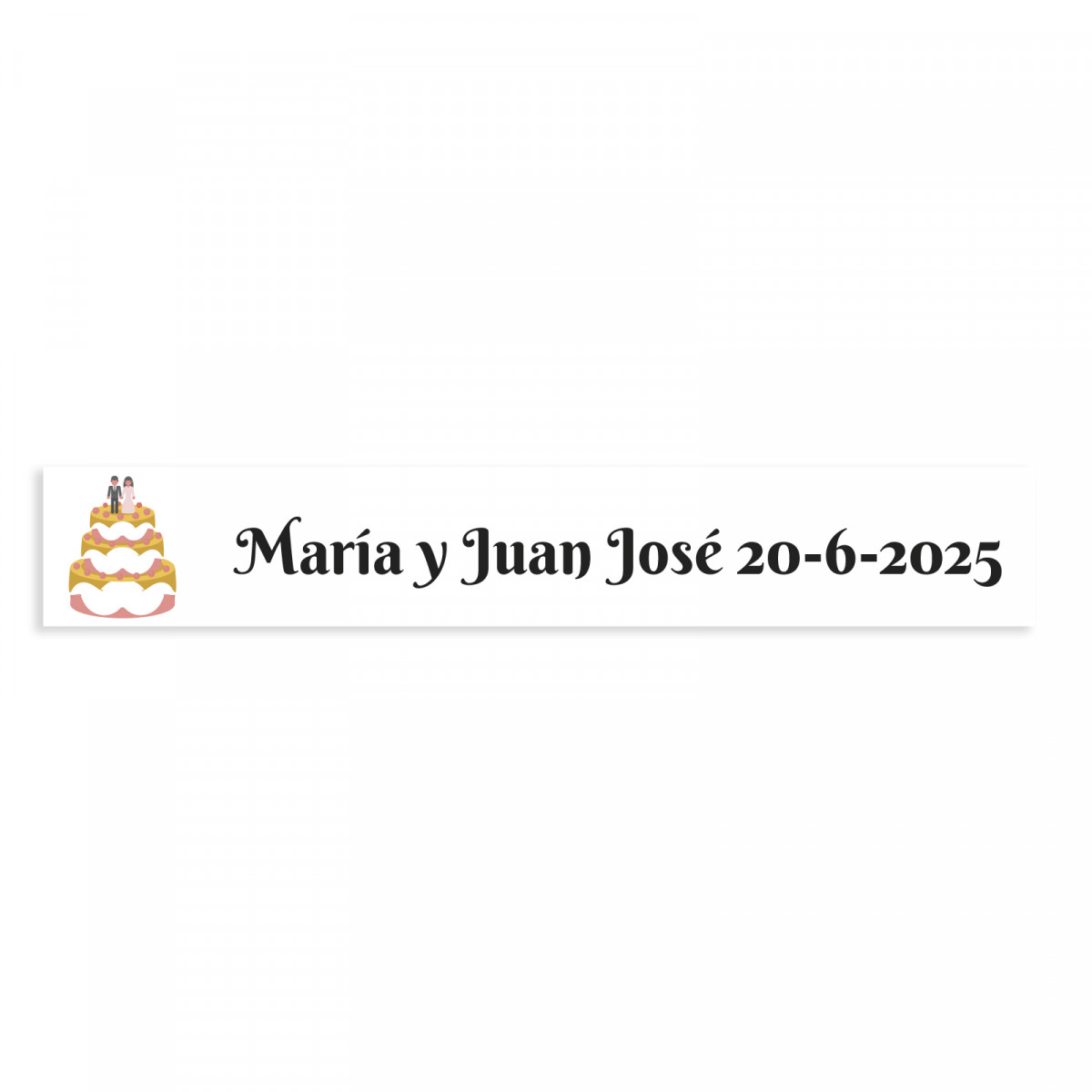 Adesivo personalizzabile 5x1 torta nuziale fondo bianco per matrimoni