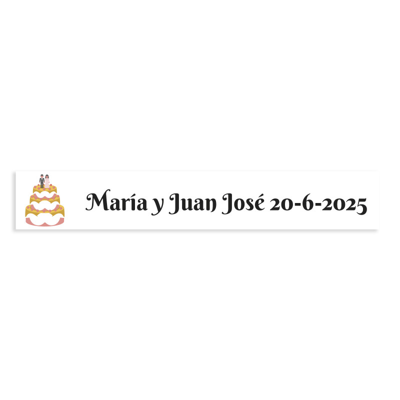 Adesivo personalizzabile 5x1 torta nuziale fondo bianco per matrimoni