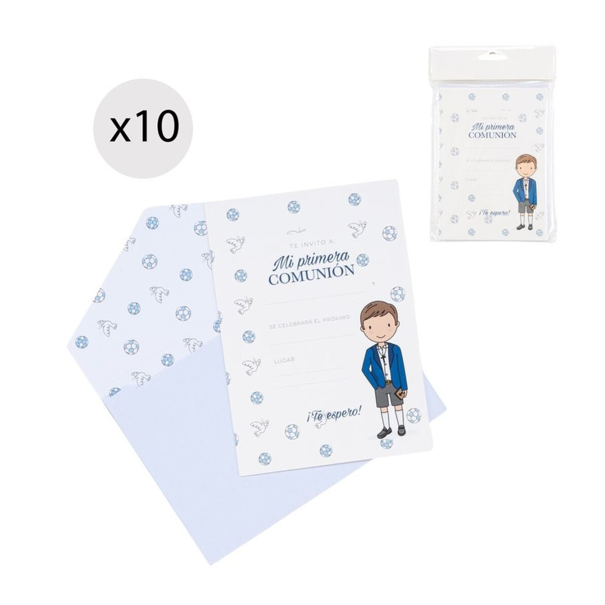 Set di 10 inviti per comunione di bambino