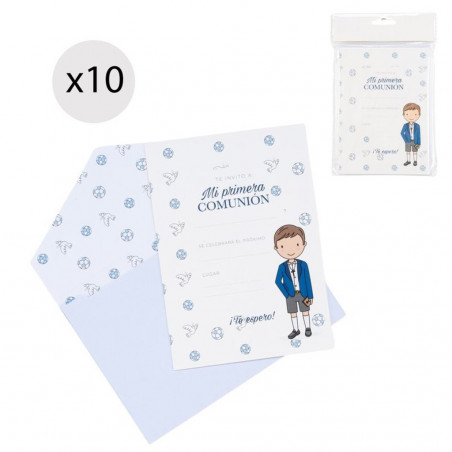 Set di 10 inviti per comunione di bambino
