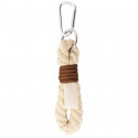 Portachiavi beige in cotone con moschettone in busta kraft con adesivo di ringraziamento