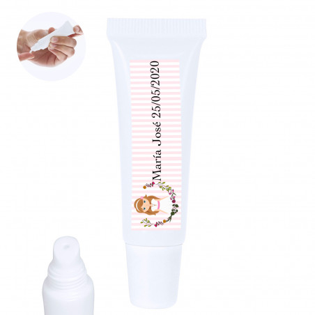 Balsamo labiale in barattolo con adesivo 5x1cm di comunione per bambina personalizzabile