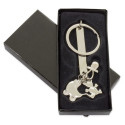 Portachiavi di battesimo con charm in sacchetto di stoffa con adesivo personalizzato di battesimo con elefante