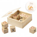 Gioco del tris in legno in scatola con adesivo personalizzato per battesimo
