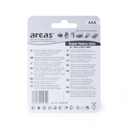 Blister di 4 batterie 1,5V AAA R03