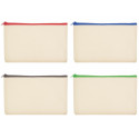 Necessaire in cotone di colore naturale con zip di colori a scelta