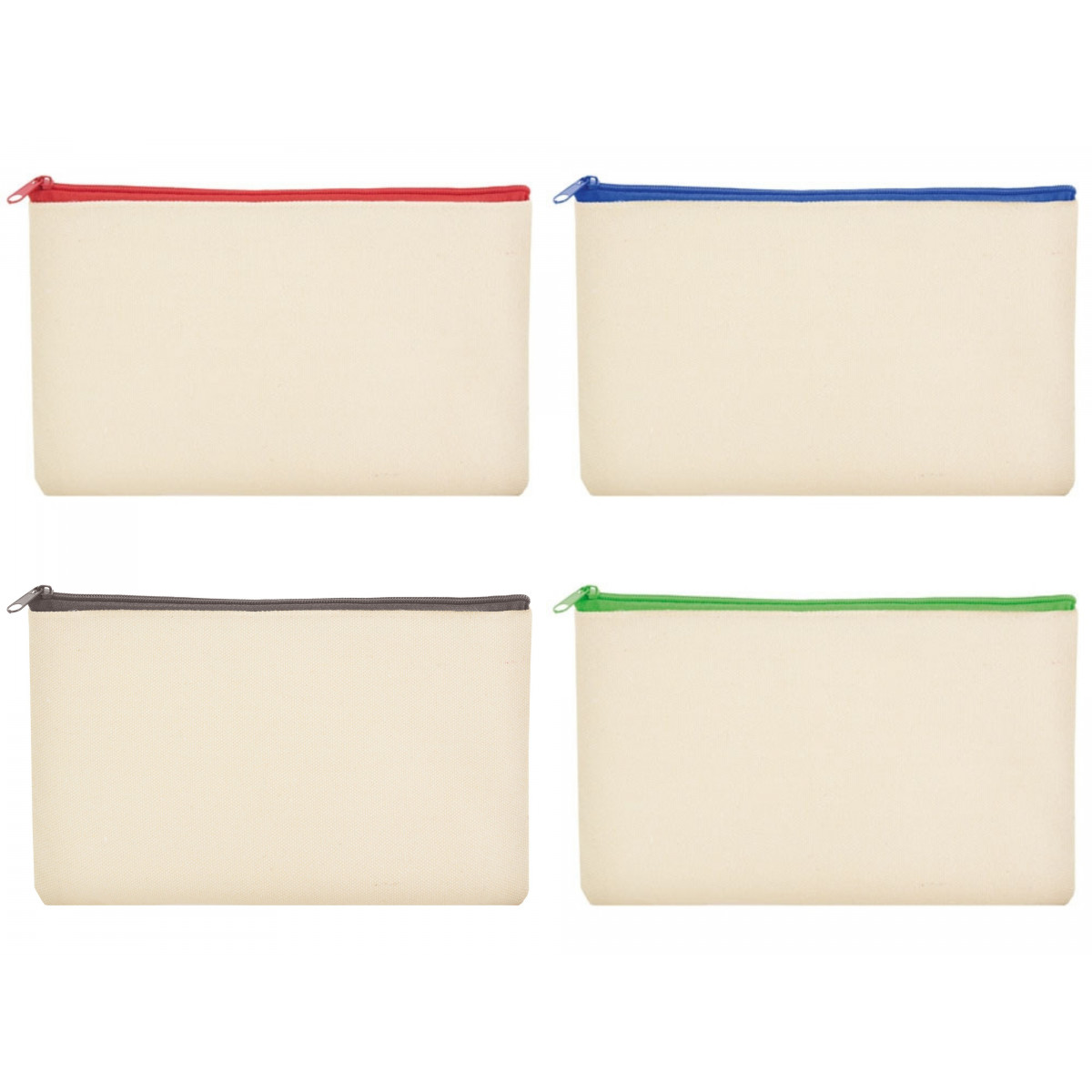 Necessaire in cotone di colore naturale con zip di colori a scelta
