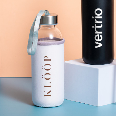 Bidone di Vetro con Custodia in Neoprene da 420ml: Il dettaglio ecologico, colorato e pratico per i tuoi eventi