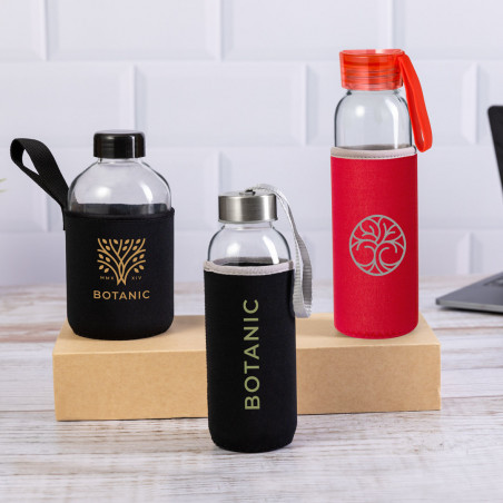 Bidone di Vetro con Custodia in Neoprene da 420ml: Il dettaglio ecologico, colorato e pratico per i tuoi eventi