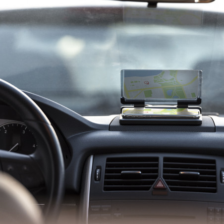 Supporto per smartphone con schermo riflettente e base antiscivolo per auto