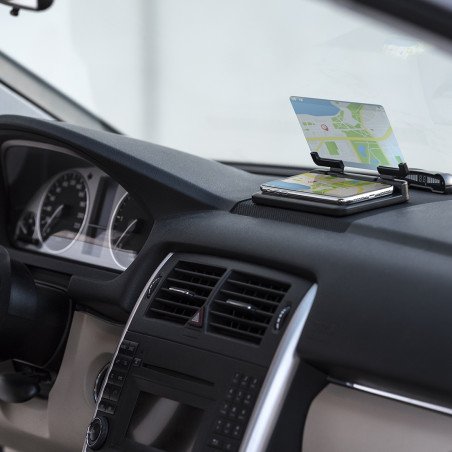 Supporto per smartphone con schermo riflettente e base antiscivolo per auto