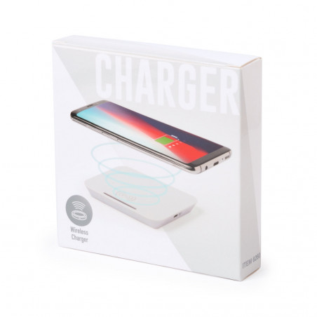 Caricabatterie wireless bianco con supporto per smartphone