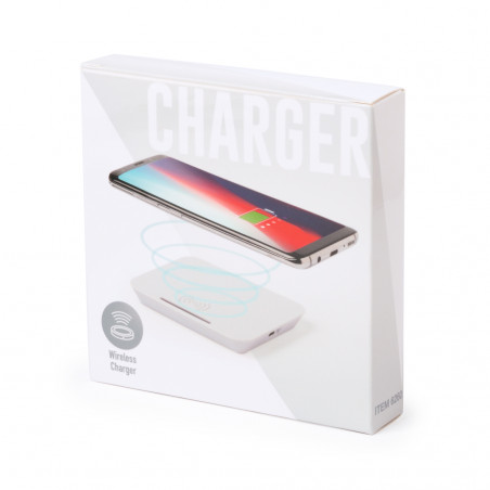 Caricabatterie wireless bianco con supporto per smartphone