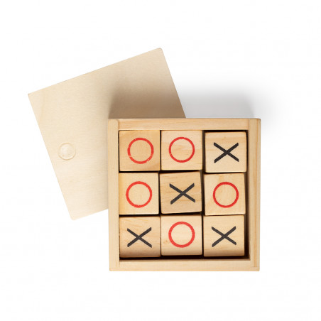 Gioco del tris in scatola di legno