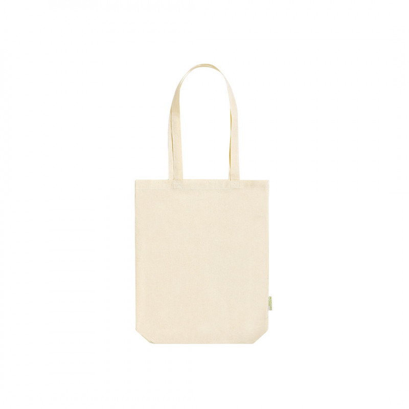 Borsa in cotone organico color naturale con manici lunghi