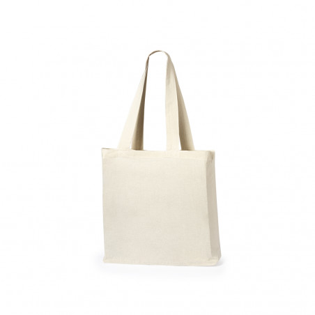 Borsa tote di cotone bianca con manici rinforzati da regalare