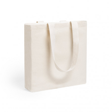 Borsa tote di cotone bianca con manici rinforzati da regalare