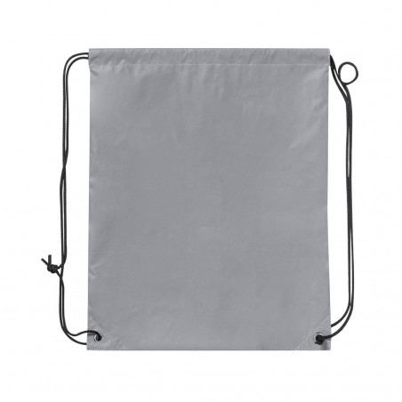 Zaino sacco riflettente con maniglie in corda nera resistente all'acqua